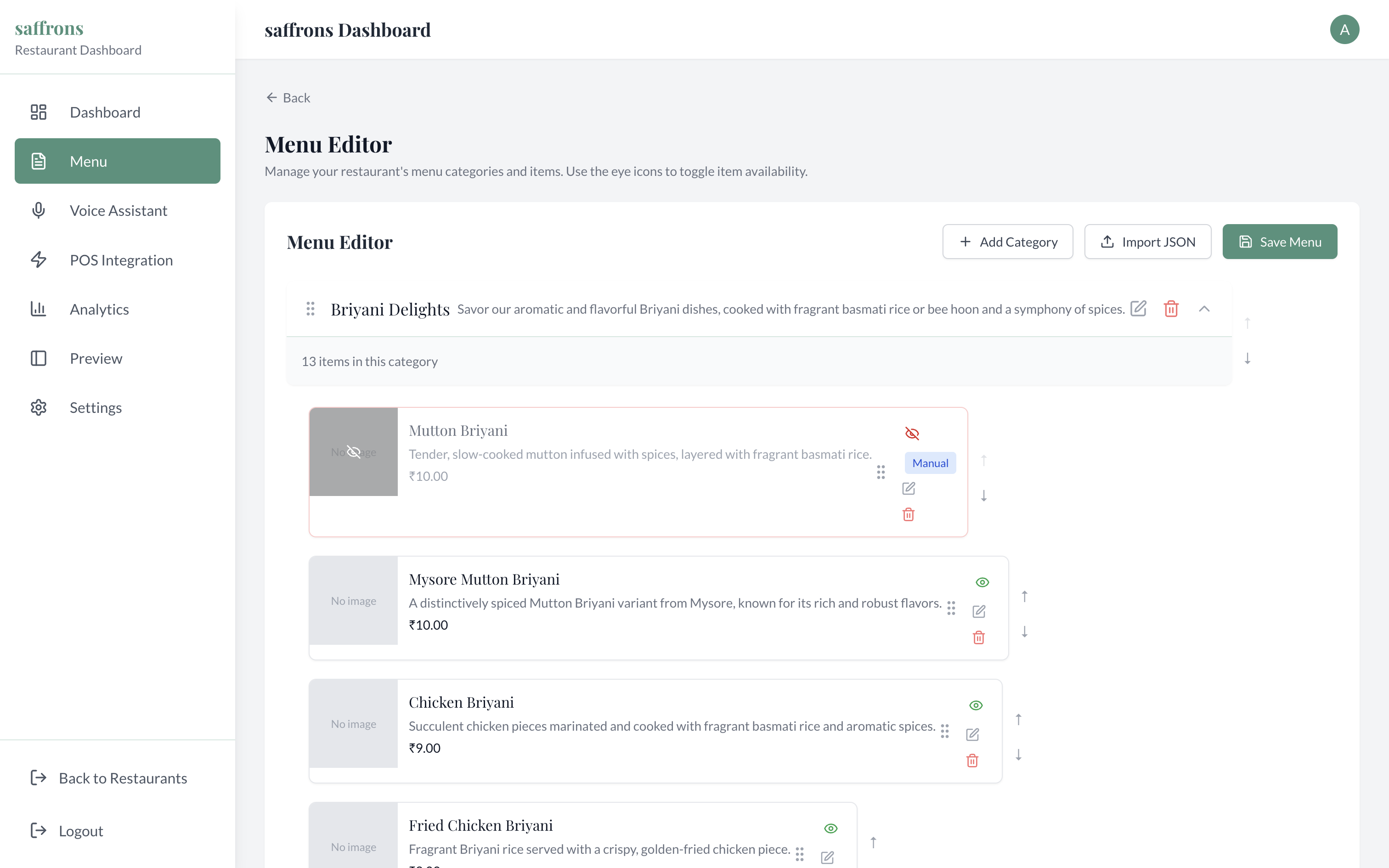 Menu Editor